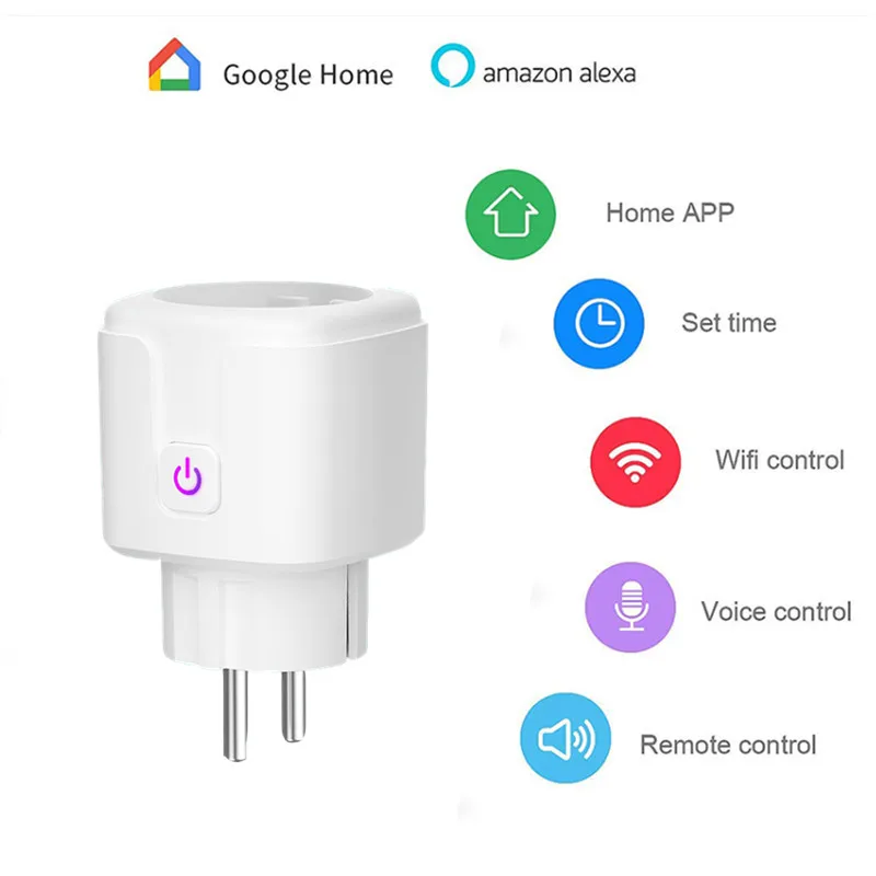 Surveillance de l'énergie Mini Prise Connectée WiFi Alexa Smart Plug 10A avec Fonction de Minuterie et Télécommande via APP Commande vocale avec Alexa Echo et Google Home 2.4 GHz 