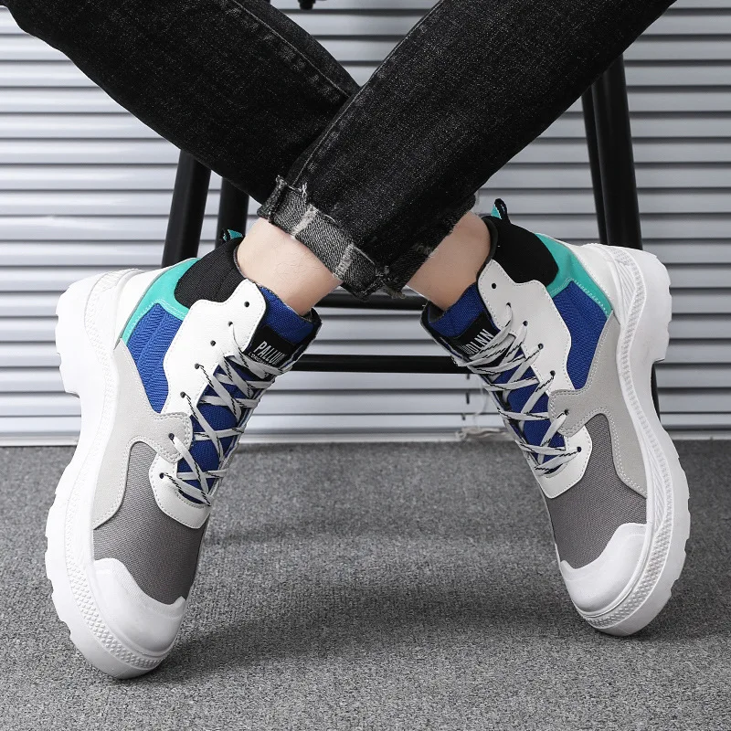 

Autumn And Winter New Style Men Casual Martin Boots Mixed Colors Cool Versatile Worker Boot England Wave MEN'S SHOES