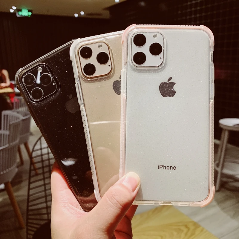

Bling Glitter Sequins Gasbag Shockproof Hybrid Clear Soft TPU Protector Case For iPhone X XR XS 11 Pro Max 7 8 6s 6 Plus Cover
