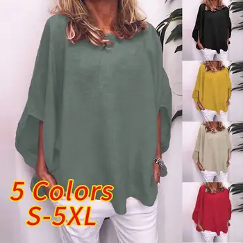 

Women's Blouse 2020 ZANZEA Fashion Summer Tunic Casual Solid Tee Shirt O Neck Work Blusas Female Half Sleeve Shirts Oversized