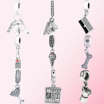

2019 100% 925 Sterling Silver Cake Juicer Wine Glass Puzzle Bone Ice Cream Champagne Wallet DIY Jewelry Pendant Free Shipping