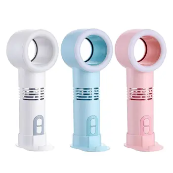 

1 PC Mini Portable Bladeless Fan USB Charging Handheld Fan Air Cooler LED Light