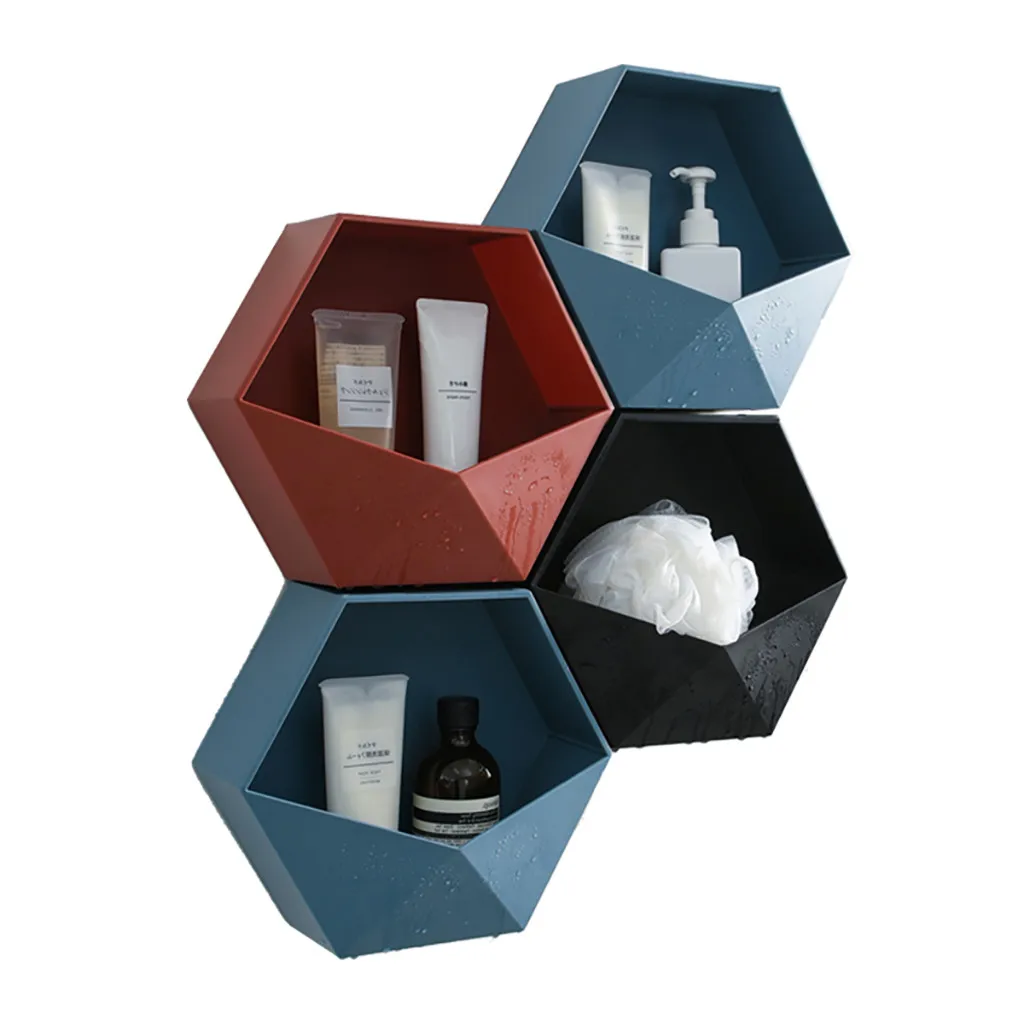 Living Room wall-mounted Geometric Punch-free Wall Decoration Bathroom Shelf