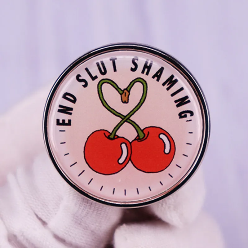 End Slut Shaming Peach Feminist Girl Power Enamel Brooch Pin Bag Collar Lapel Pins Badges Women Men Brooches Fashion Jewelry | Украшения и