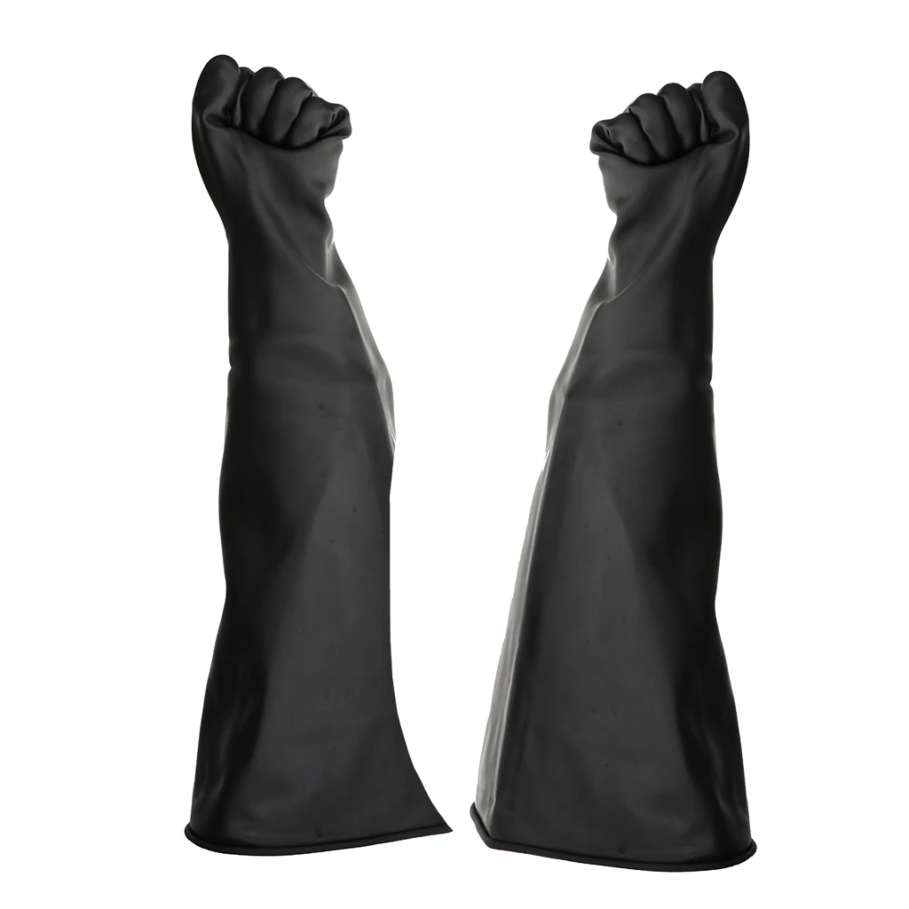 Heavy Duty Latex Gloves Accs, Resist  Alkali And Oil, 60cm 1 Pair, Black