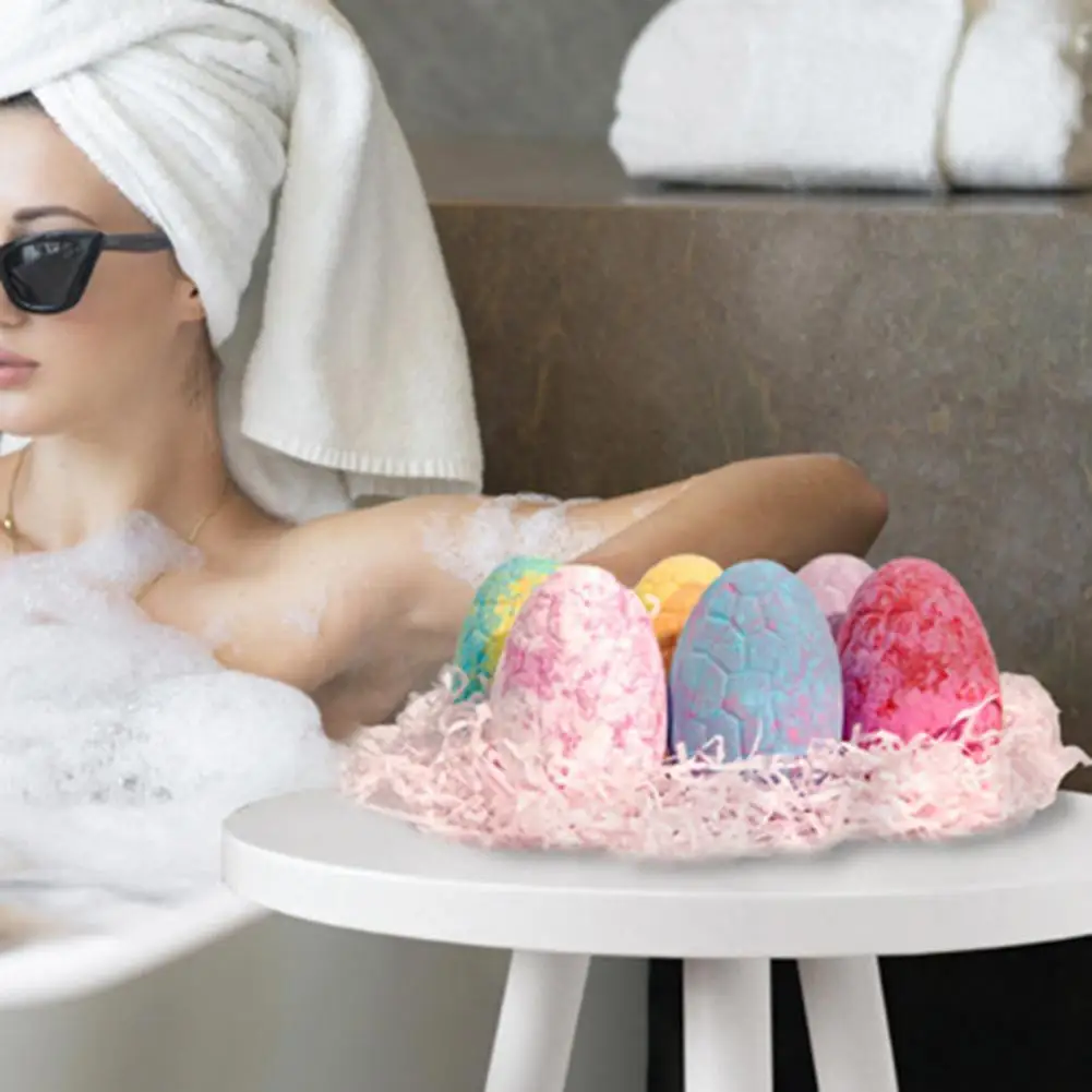 6Pcs/Set Bath Salts Bath Bomb Dinosaur Egg Shape Aromatic Gently Clean Plant Extract Bubble Soap Home Children Ball for Kid