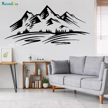 

Large Size Moutains Wall Decals Vibrant Beautiful Home Décor Living Room Vinyl Window Art Stickers Handmade YT4507