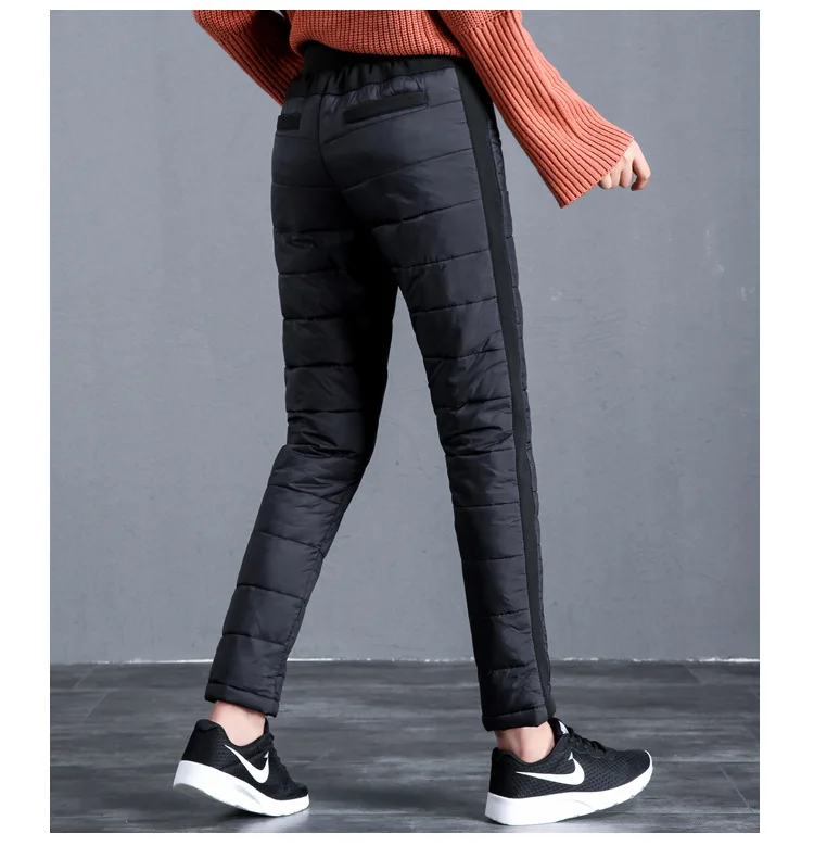 Зимние женские двойные пуховые женские брюки карандаш узкие с эластичным поясом толстые зимние брюки женские 90% брюки на утином пуху PT-405
