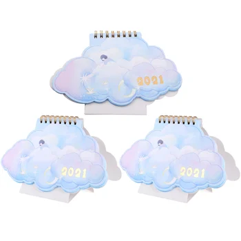 

3pcs Calendars Daily Simple Clouds Shape Cartoon Table Calendar Desk Calendars 2021 Calendars for Dormitory Home Office