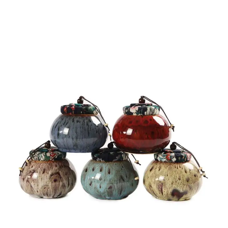 

2019 Vintage Pattern Ceramic Tea Box Caddies Chinese Tea Caddies Home Tea Containers Storage Box Coffee Office Bar Hotel Teaware