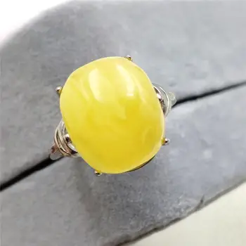 

Gemstone Natural Yellow Amber Gemstone Adjustable Ring 16x14mm 925 Sterling Silver Women Ring Oval Bead Healing Stone AAAAA