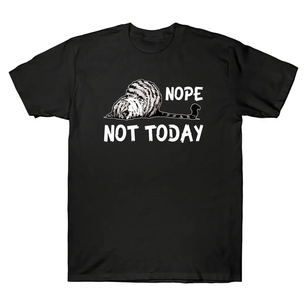 Nope Not Today, смешная винтажная Мужская футболка с ленивым котом, футболка для любителей кошек, черная хлопковая футболка - Цвет: 1