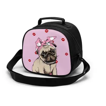 

Pink Pugs With Red Lips Lunch Bag for Kids child Insulated lunch Box Thermal Bag Bento Pouch Lunch Container School Food Box