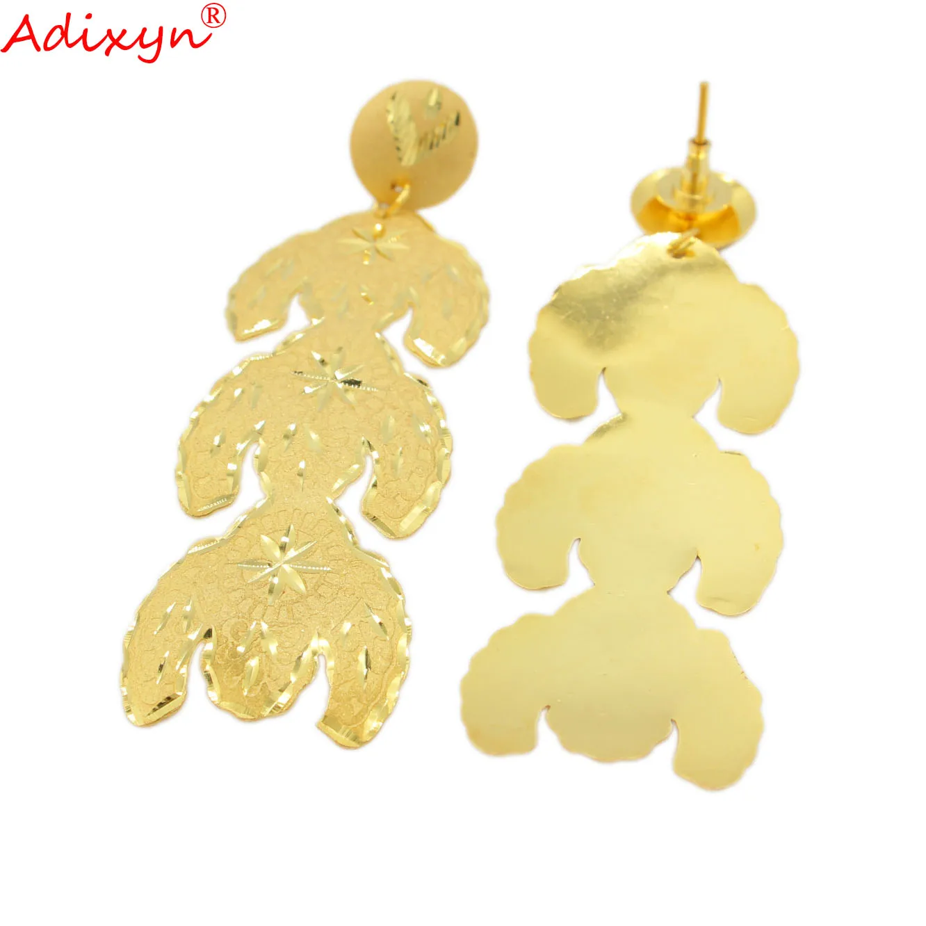 Adixyn Dubai Cute Earrings for Women 24k Gold Color Copper Light Weight Jewelry African India Women Items N01316