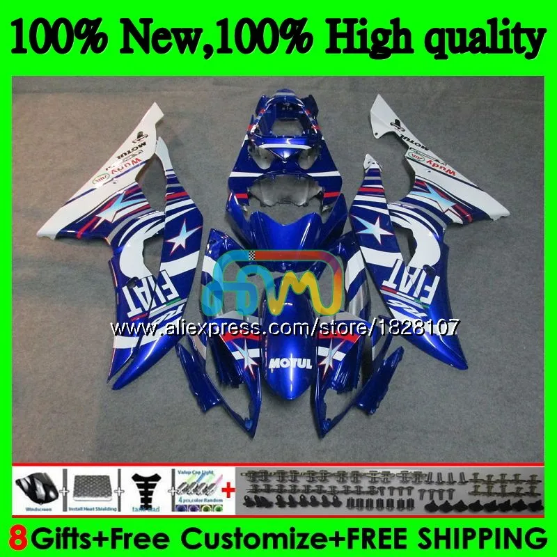 Голубой Белый средства ухода за кожей для YAMAHA YZF R 6 YZF 600 YZF-600 YZFR6 06 07 53BS. 30 YZF R6 06-07 600CC YZF600 YZF-R6 2006 2007 OEM обтекатели