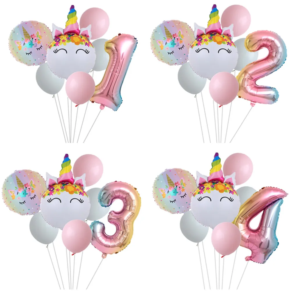 Радуга Единорог шар номер фольга Globos Для детей 1 2 3 4 лет ко дню рождения Детская