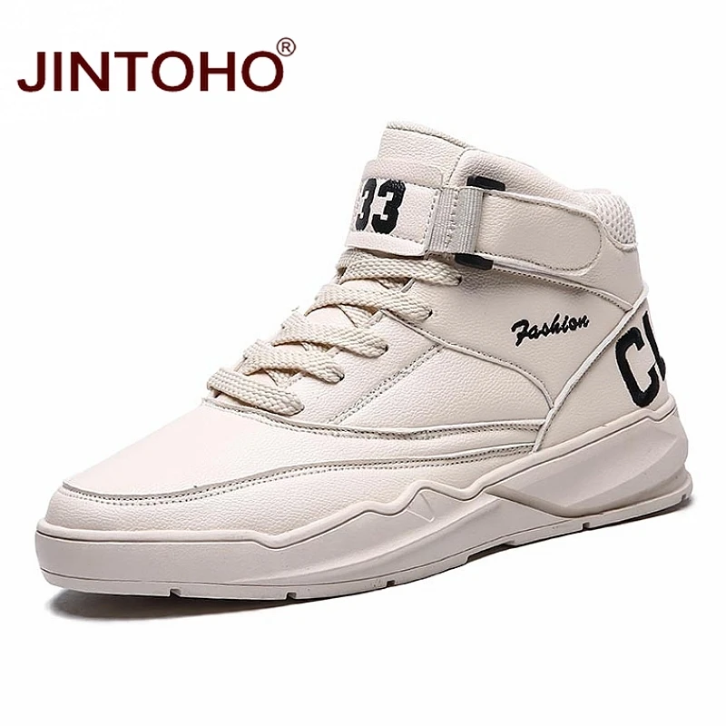 beige JINTOHO/мужские зимние ботинки; модные белые кожаные кроссовки; повседневные мужские Ботильоны; мужские кожаные ботинки; Зимняя мужская обувь; мужские ботиночки - Цвет: beige
