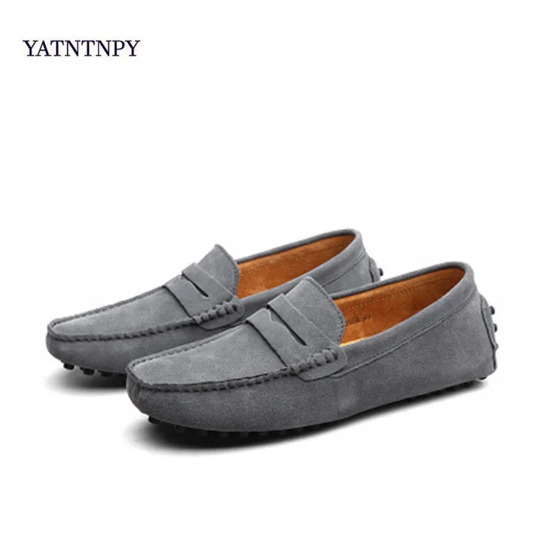 Handmade Suede Leather Mens Shoes Casual Luxury Brand Men Loafers Breathable Driving Shoes Slipon Moccasins Men Big Size