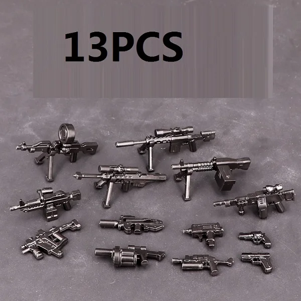 MOC Weaponry 소총 권총 장비 세트 총 군사 무기 호환 피규어 빌딩 블록 벽돌 미니 어린이 장난감 취미