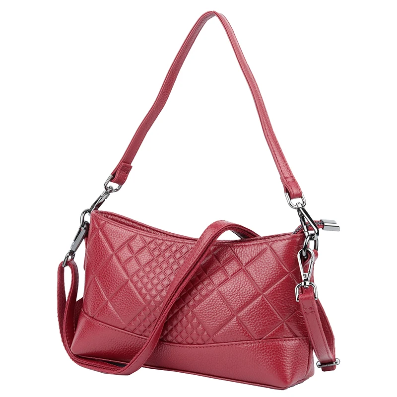 

Genuine Leather Women Bags Fashion Luxury Diamond Lattice Pattern Handbag Elegant Ladies Top Layer Leather Shoulder Bag