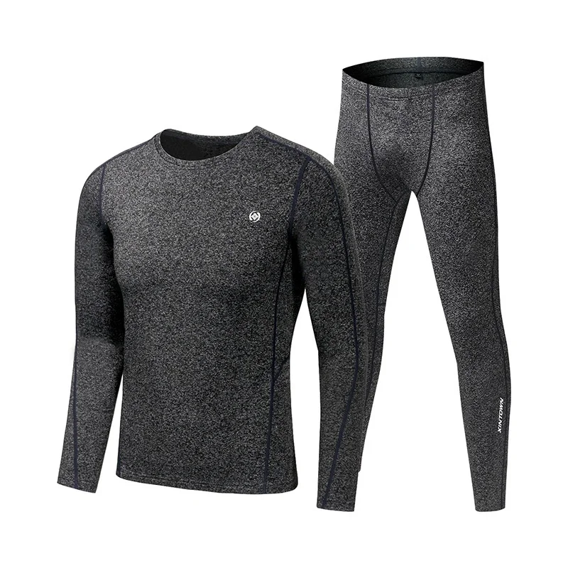 Набор нижнего белья для мужчин и женщин для катания на лыжах, зимний спортивный Быстросохнущий термобелье, лыжная одежда, спортивная одежда - Цвет: men gray set
