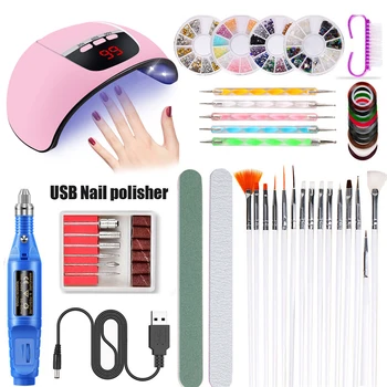 

45W USB Smart Induction Nail Manicure Lamp UV Lamp Nail Polishing Machine Nail Drill Tool Set ENA88