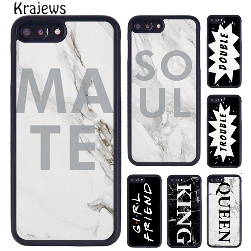 Krajews King Queen Best Friends BFF Matching Phone Case For iPhone X XR XS 11 12 13 Pro MAX 5 6 7 8 Plus Samsung S5 S6 S8 S9 S10 | Мобильные