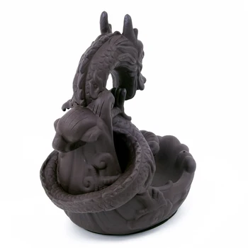 

Dragon Shaped Ceramic Smoke Waterfall Backflow Incense Burner Censer for home temple decoration and gift