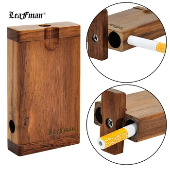 

LEAFMAN One To More Walnut Wooden Tobacco Dugout Case With Bottom Smoking Handle Pipe 45*78MM Pocket Size Herb One Hitter Box