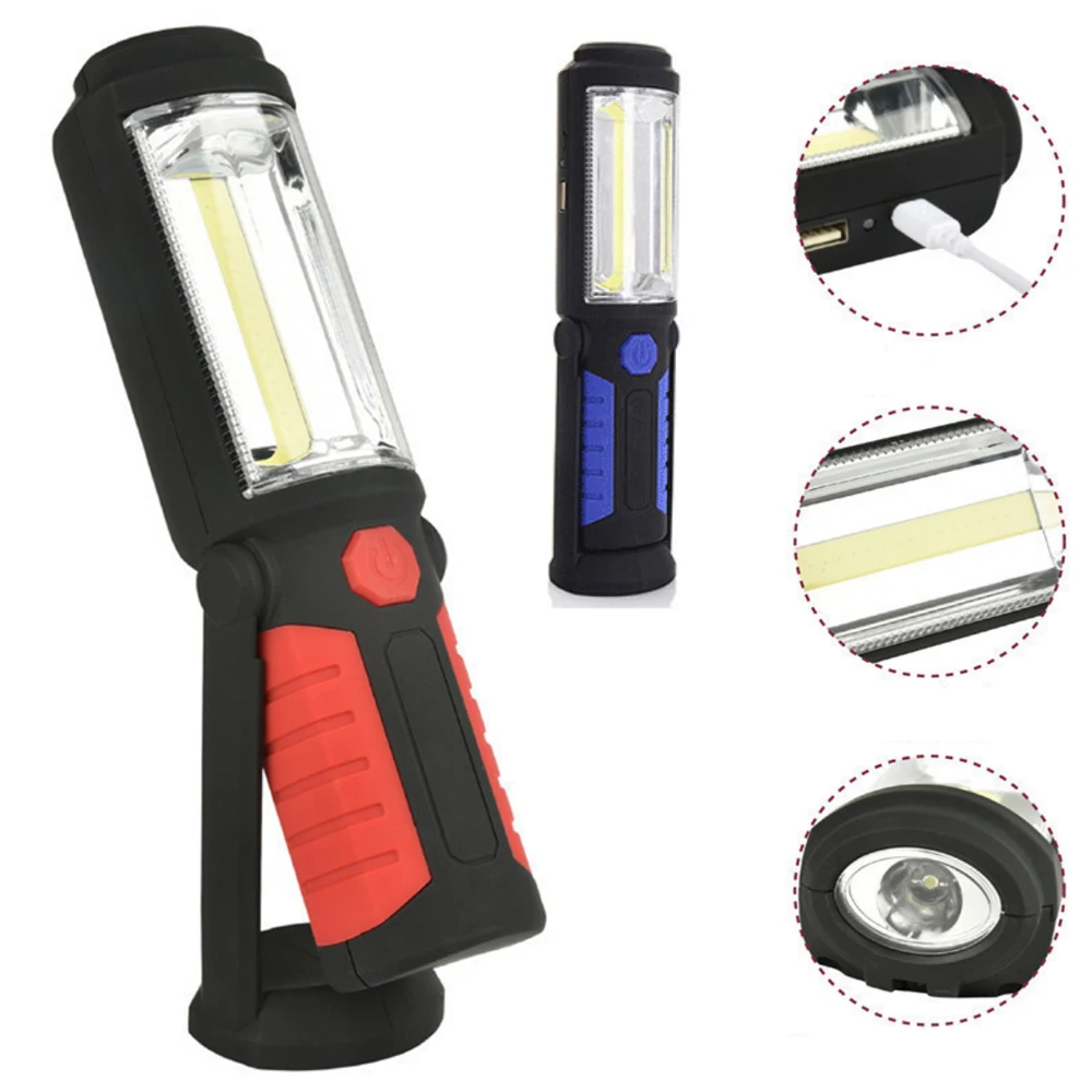 

2x 1x COB XPE LED Emergency Flashlight Fishing Torch 3AA 18650 Work Light Magnetic Inspection Lamp Camping Tent Lantern W/ Stand