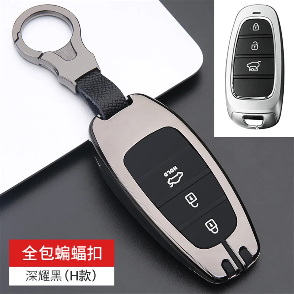 Cover portachiavi in lega per Hyundai Solaris Sonata Hybrid NEXO NX4 New Grand Santa Fe Tucson 2020 2021 accessori Car-Styling - H9f5d917ca02d47bab306429076327d066