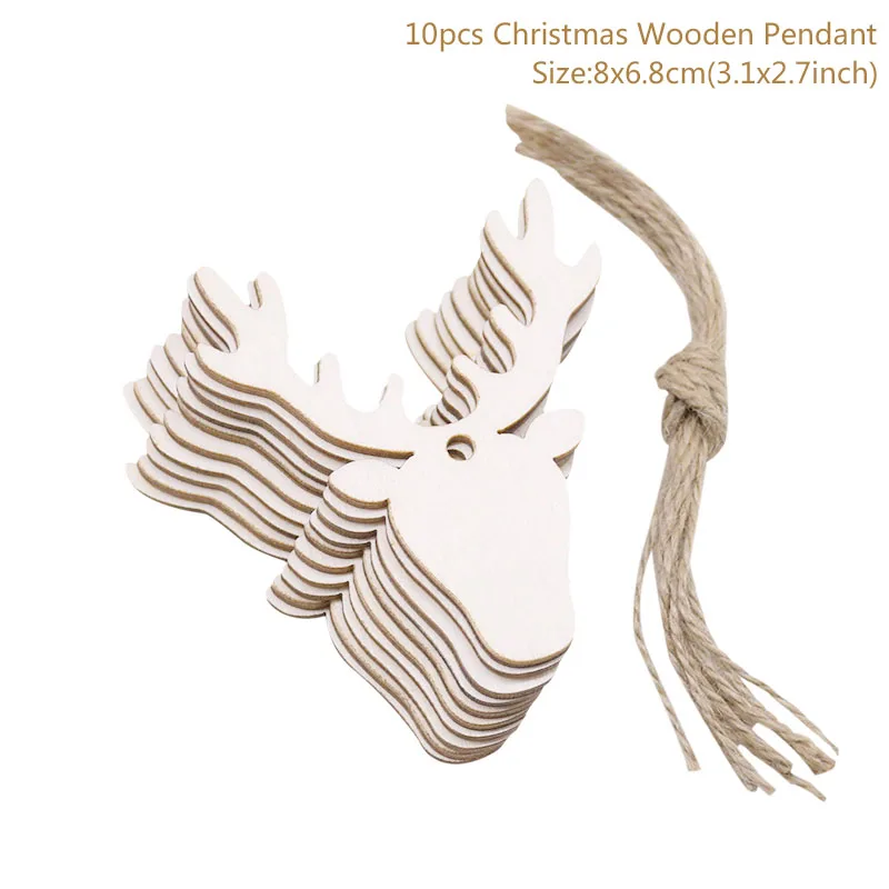 thumbnail image 1 of 10 piezas/lote de adornos colgantes de madera para árbol de Navidad, decoraciones navideñas para el hogar, fiesta, Año Nuevo, Navidad, regalo para niños, 1 of 5