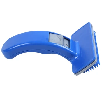 

Blue Plastic Pet Dog Puppies Hair Shedding Grooming Brush Comb
