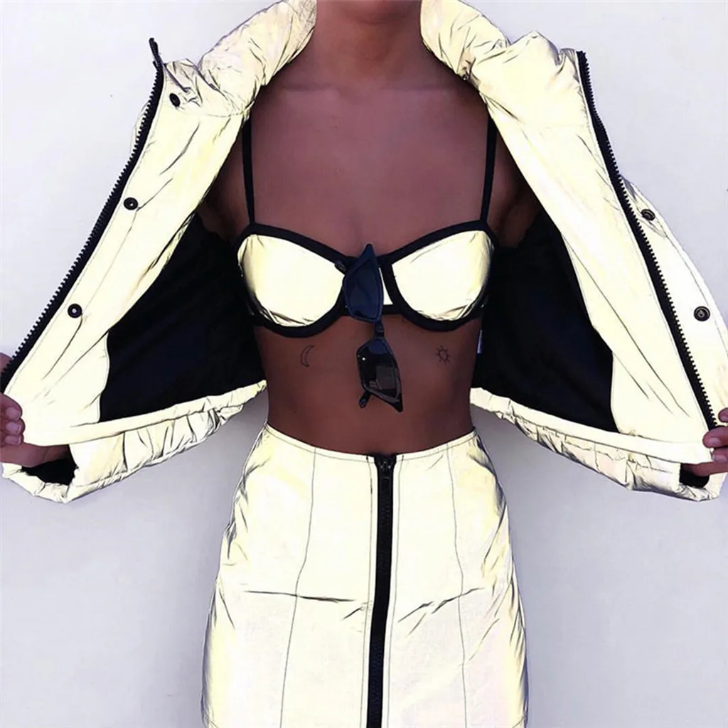 Sexy Reflective Crop Tops Women Festival Strap Vest Top Bra Summer Ladies Streetwear Punk Tank Camisole Camisas Mujer | Женская одежда