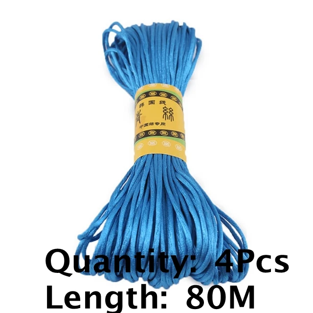 1pc 1mm 80m Satin Silk Rope Nylon Cord Colorful Baby Teether Accessories Teething Necklace Rattail Cord DIY Tool Toys Baby 4PcsBlue80M