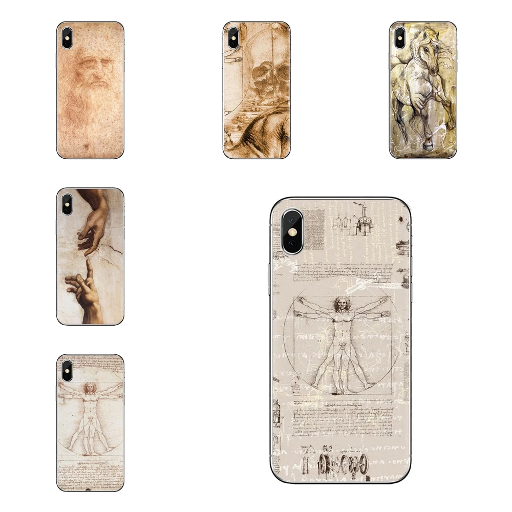 For iPhone XS Max XR X 4 4S 5 5S 5C SE 6 6S 7 8 Plus Samsung Galaxy J1 J3 J5 J7 A3 A5 Italy leonardo da vinci art TPU Shell Case |