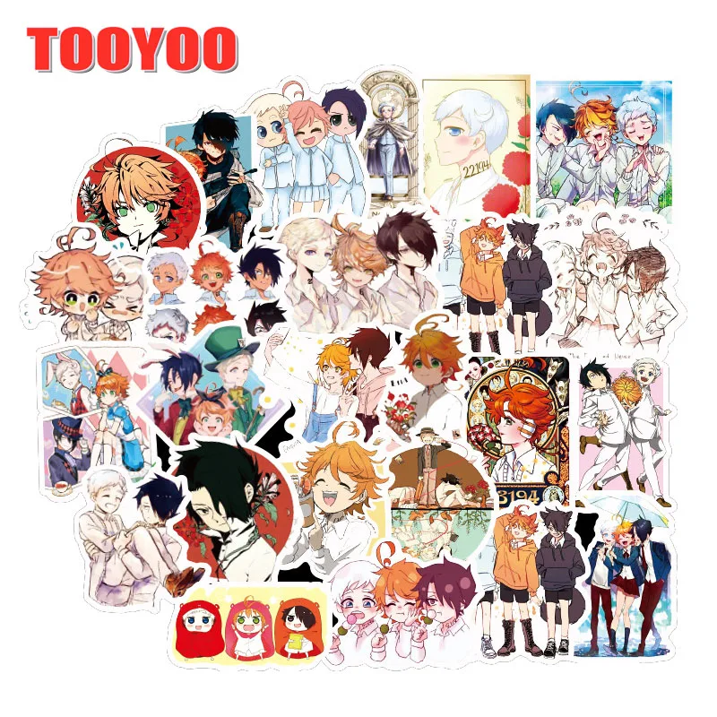 50Pcs/set Cartoon Anime The Promise Neverland Stickers For Guitar DIY TOY Car Skateboard Snowboard Laptop Luggage