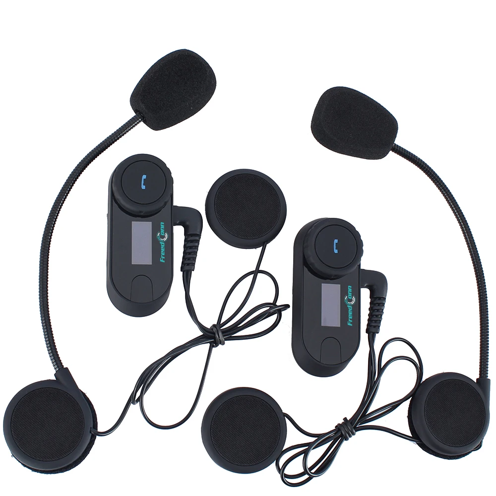 Ru сток, 2 шт FreedConn мотоциклетный шлем домофон TCOM-SC мотоцикл Bluetooth гарнитура с ЖК-экраном с fm-радио - Цвет: hard microphone