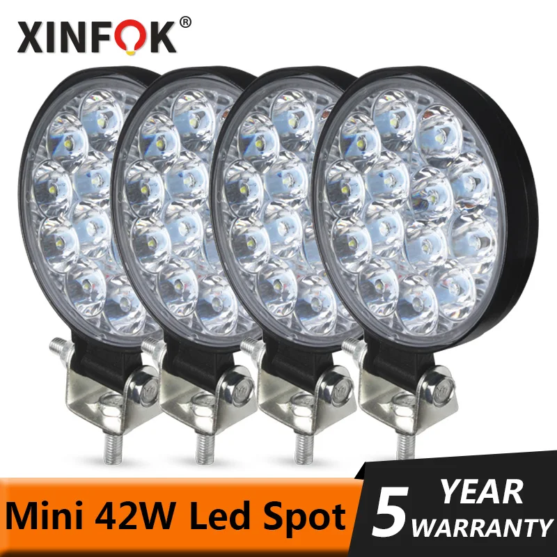 Hot sale 42W Round LED Work Light Spotlight LED Light Bar For 4×4 Offroad ATV UTV Truck Tractor Motorcycle Fog Lights