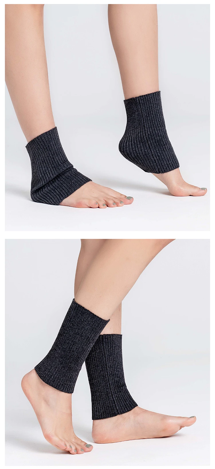 Wolle Knöchelwärmer Damen Herbst Winter Gerippter Strick Warmer weicher Stiefel Match Gaiter Fußsack Unisex Fußmanschettenwärmer Strumpf – Detail 12