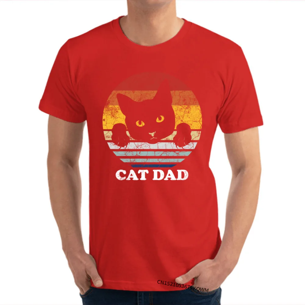 Graphic Mens T Shirt Casual Custom Tops Shirts Pure Cotton Short Sleeve Normal T Shirt Crew Neck Wholesale Cat Dad Matching Couple Outfit Cat Lover Gift red