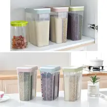 Platic зерновой контейнер для хранения несколько решеток герметичный ящик для хранения Канистра с крышкой для кухни(Розовый Синий Зеленый