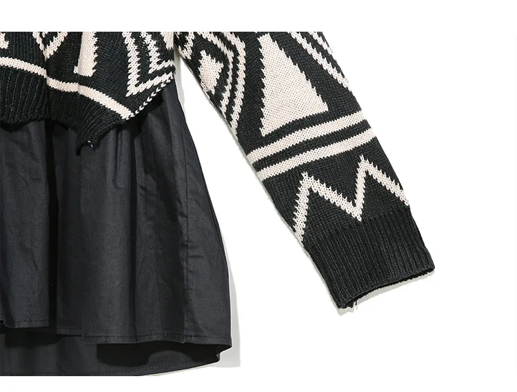SuperAen, новинка, зимние женские пуловеры с круглым вырезом, свитера, имитация двух частей, повседневные женские свитера, модные женские топы