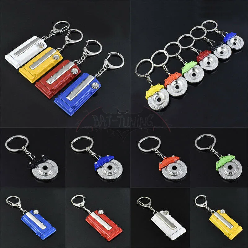 

Universal Keychain Car Parts Accessories Metal Car Parts Model Key Chain Engine Cover / Brake Keyring Creative Friend Gift