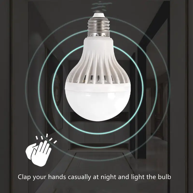 Led 전구 5W 7W 9W 12W 15W 사운드 센서 조명 AC220V 240V 계단 복도 야간 조명 Led 램프에 대 한 자동 스마트 LED 사운드 조명, 2 개