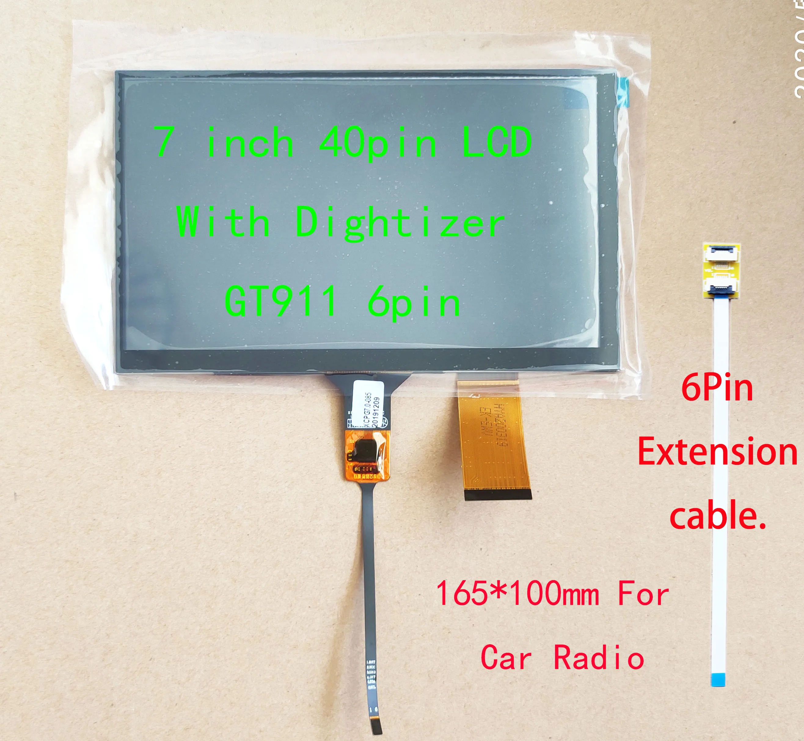 Ips Display Lcd para Carro Navegação Rádio Universal 40pin 1024*600 Tela de Toque Capacitivo 165*100 mm 5.5 mm Gt911 6pin