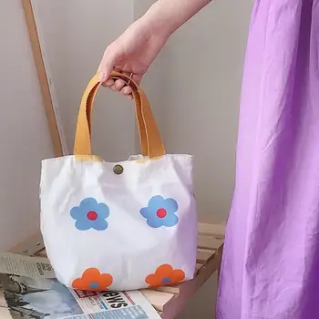 

2020 Eco Foldable Reusable Shopping Bags Ladies All-match Canvas Bag Small Fresh Student Hand Bag Convenient Storage Bag