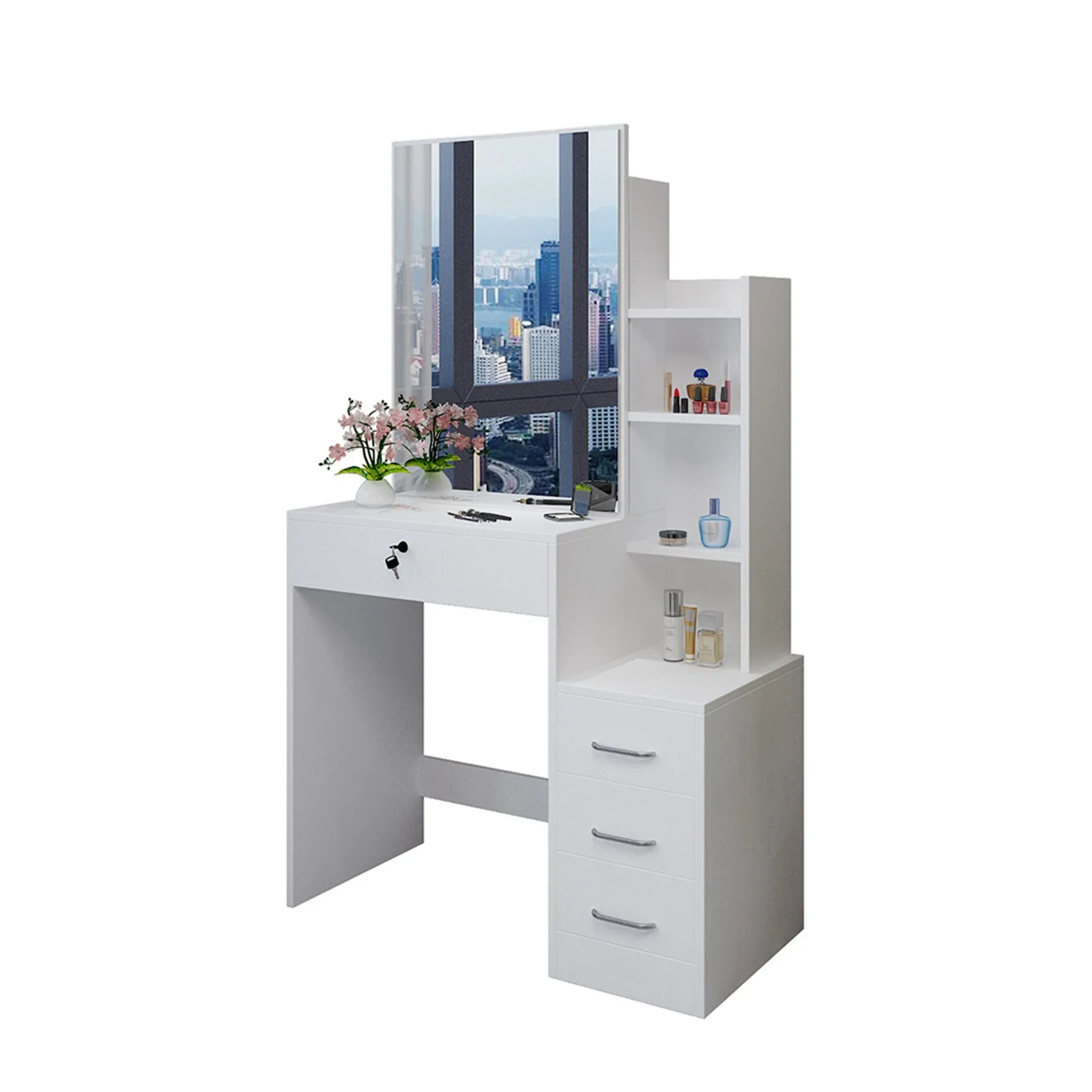 Mobilier De Chambre Moderne Coiffeuse Tabouret Avec Miroir Amovible Et Tiroir Etagere De Rangement Coiffeuse Avec Miroir Et Tabouret Aliexpress