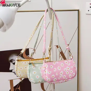 

Fashion Flower Daisy Handbag Women Underarm Leather Lady Elegant Shoulder Bags for Outdoor Shopping Traveling Ornaments