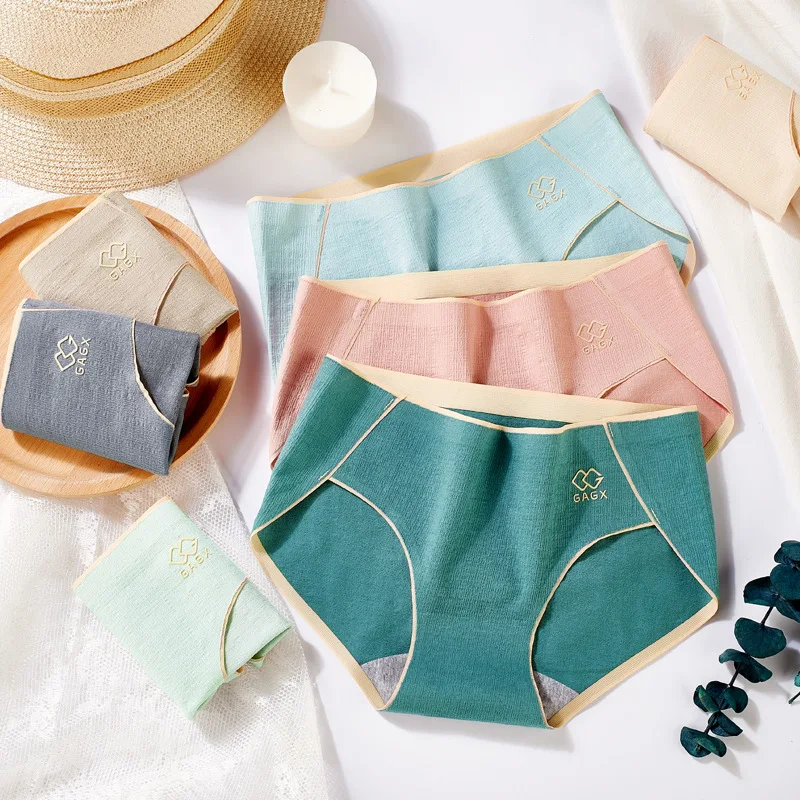 

Roseheart New Women Fashion Pink Green Cotton Mid Waist Panties Underwear Lingerie Seamless Briefs Underpants M L XL Plus Size